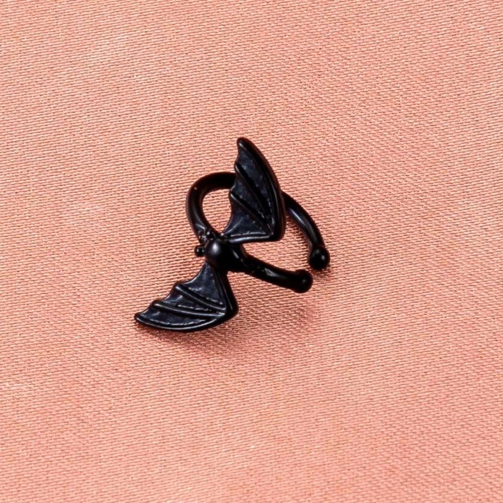 Set of 2 Black Bat Adjustable Cuff Earrings
